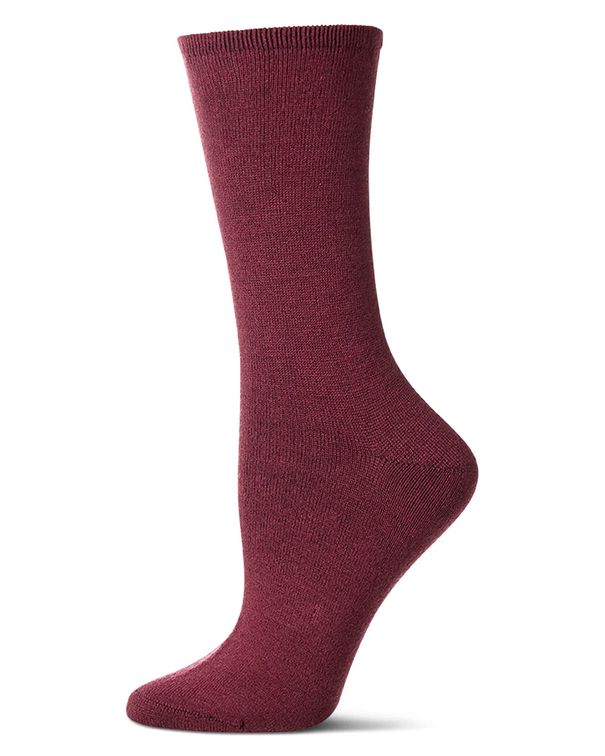 WOMEN'S SOLID SOFT FLAT KNIT CASHMERE BLEND CREW SOCKS