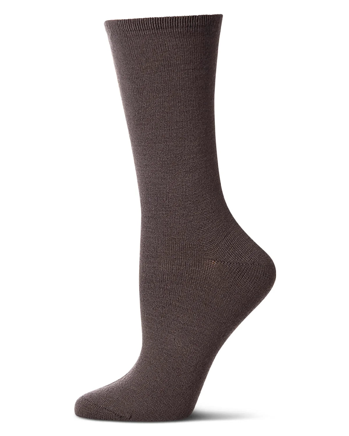 WOMEN'S SOLID SOFT FLAT KNIT CASHMERE BLEND CREW SOCKS