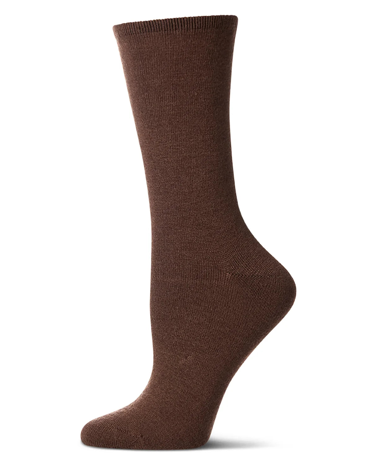 WOMEN'S SOLID SOFT FLAT KNIT CASHMERE BLEND CREW SOCKS
