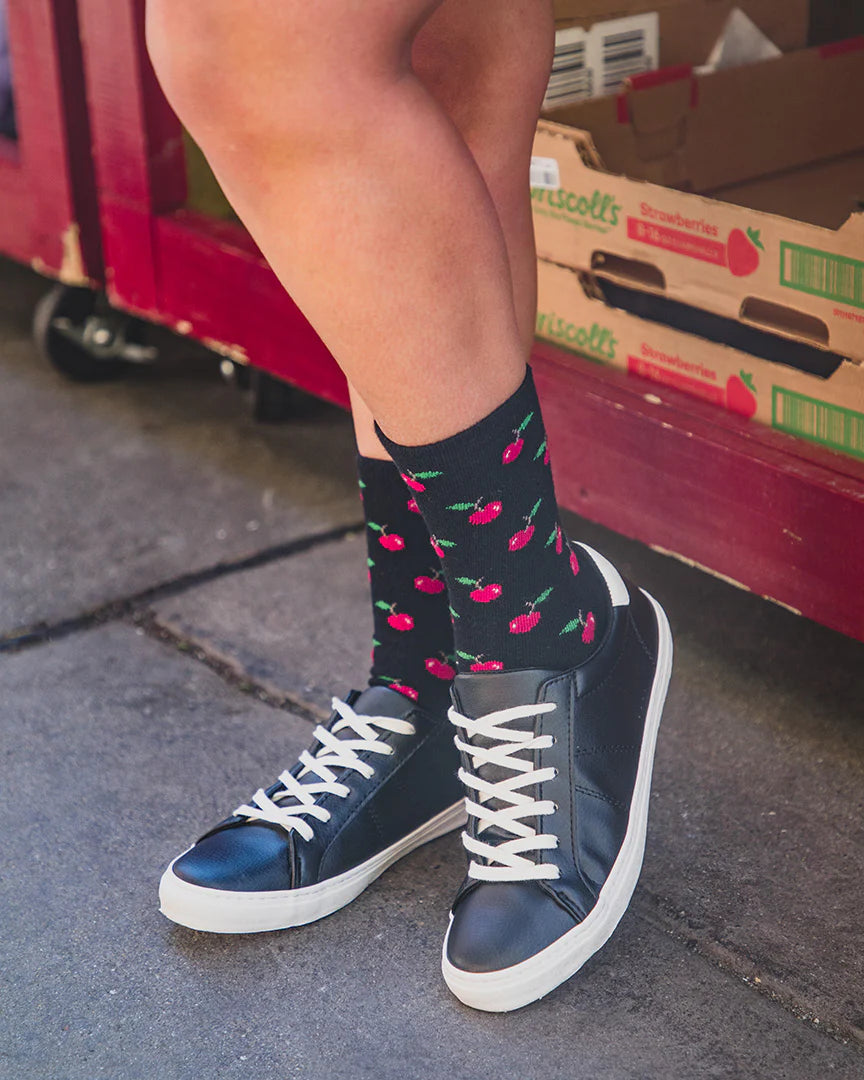 WOMEN'S CHERRY ON TOP CASHMERE BLEND CREW SOCKS