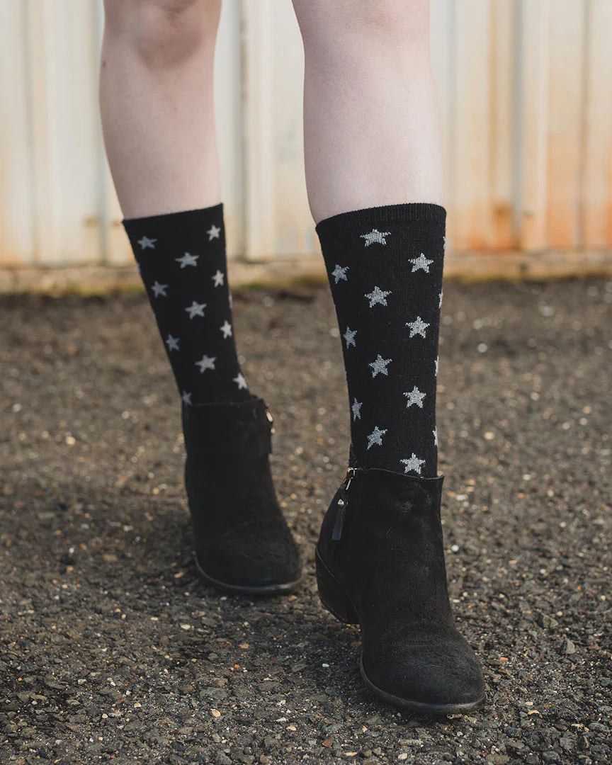 WOMEN'S SOFT STARS CASHMERE BLEND CREW SOCKS