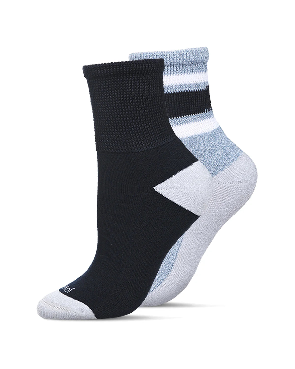 2 PAIR UNISEX DIABETIC VINTAGE STRIPE HALF CUSHION QUARTER SOCKS