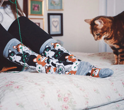 MULTI CAT CLUB BAMBOO BLEND CREW SOCKS