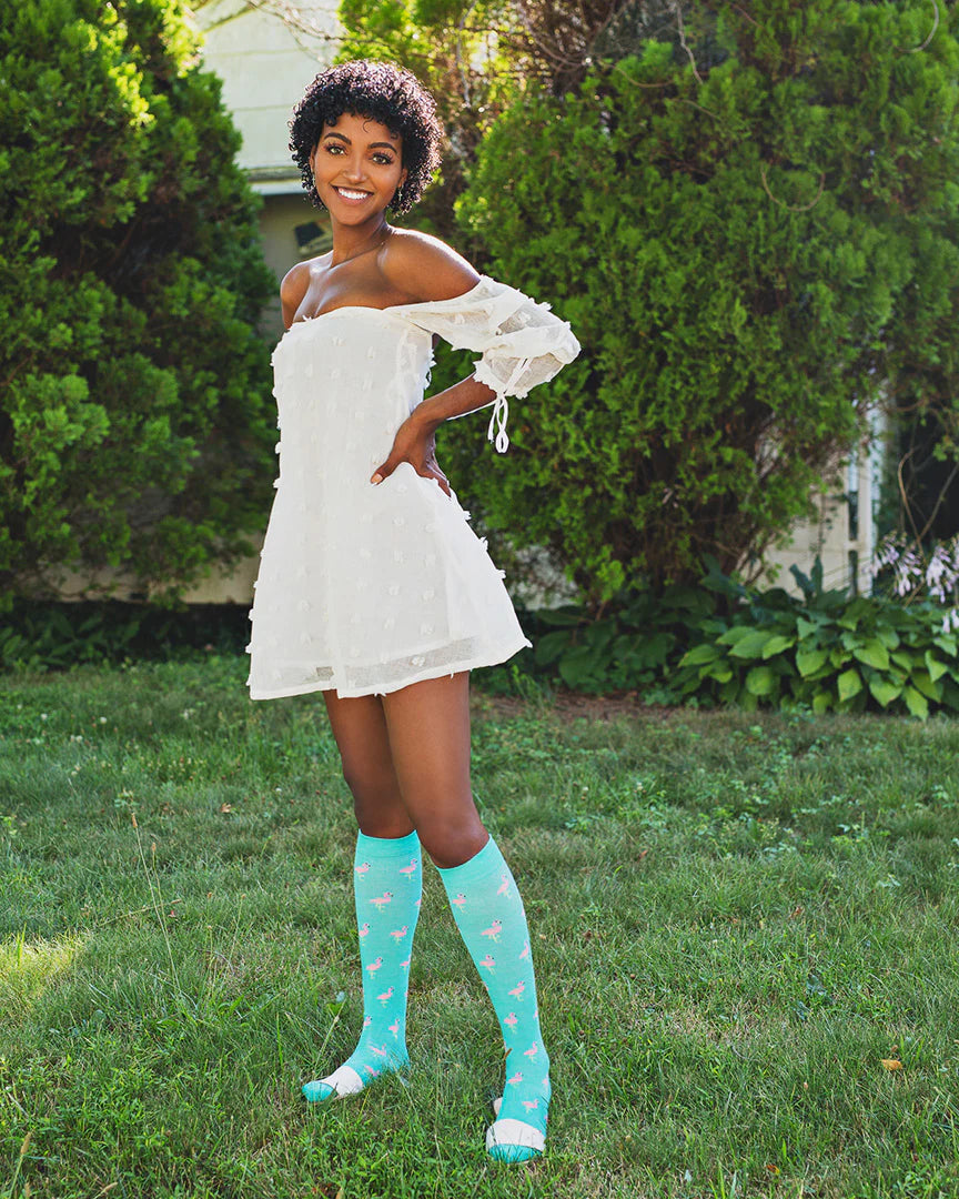 Fancy Flamingo Bamboo Blend 8-15mmHg Graduated Compression Socks