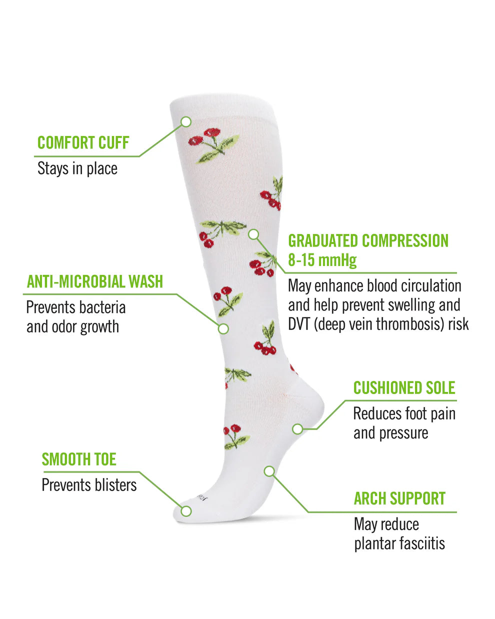 Women's Very Cherry Bamboo Blend 8-15mmHg Graduated Compression Socks