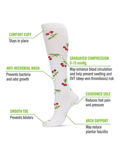 Women's Very Cherry Bamboo Blend 8-15mmHg Graduated Compression Socks