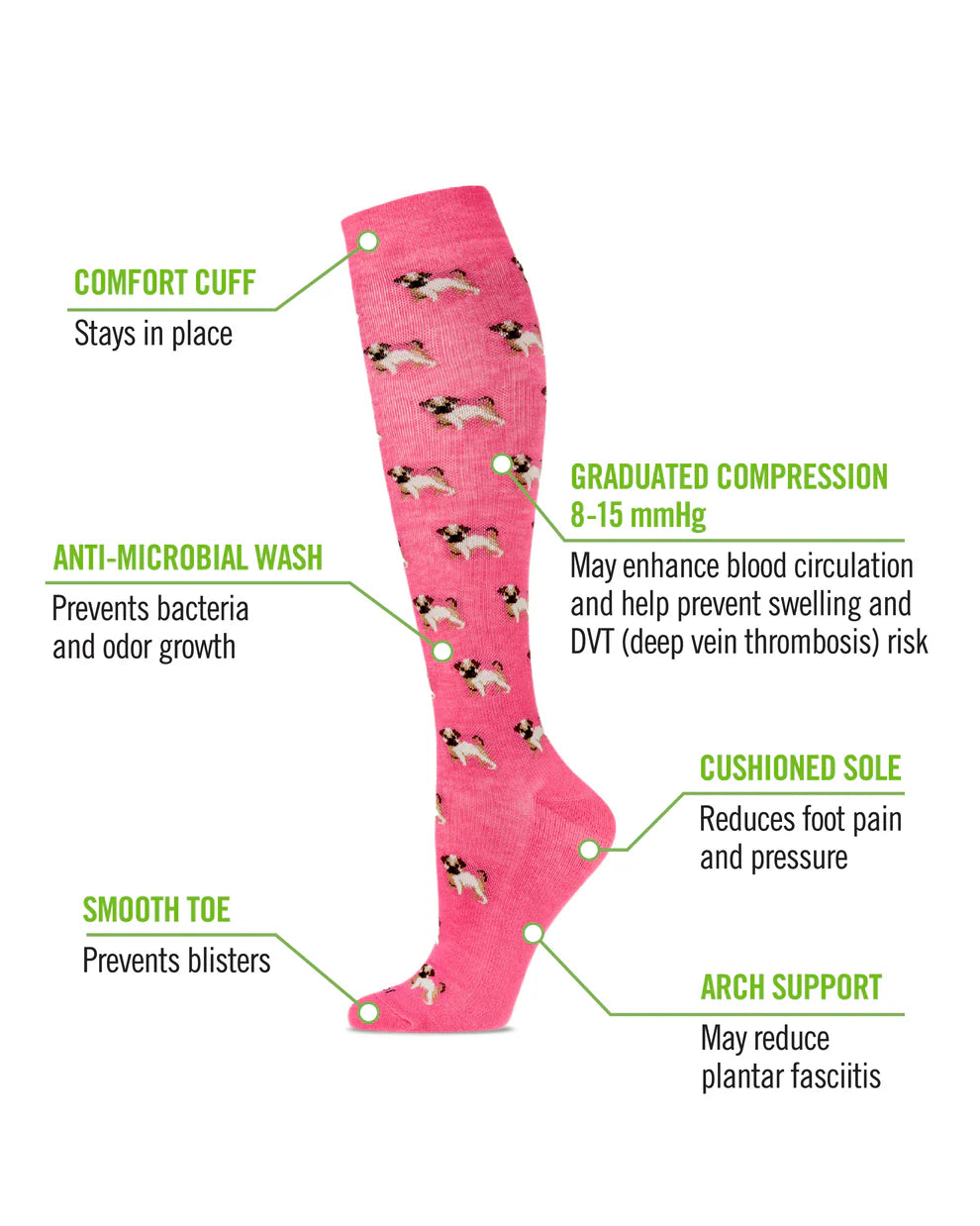 Women's Pretty Pups Bamboo Blend 8-15mmHg Graduated Compression Socks