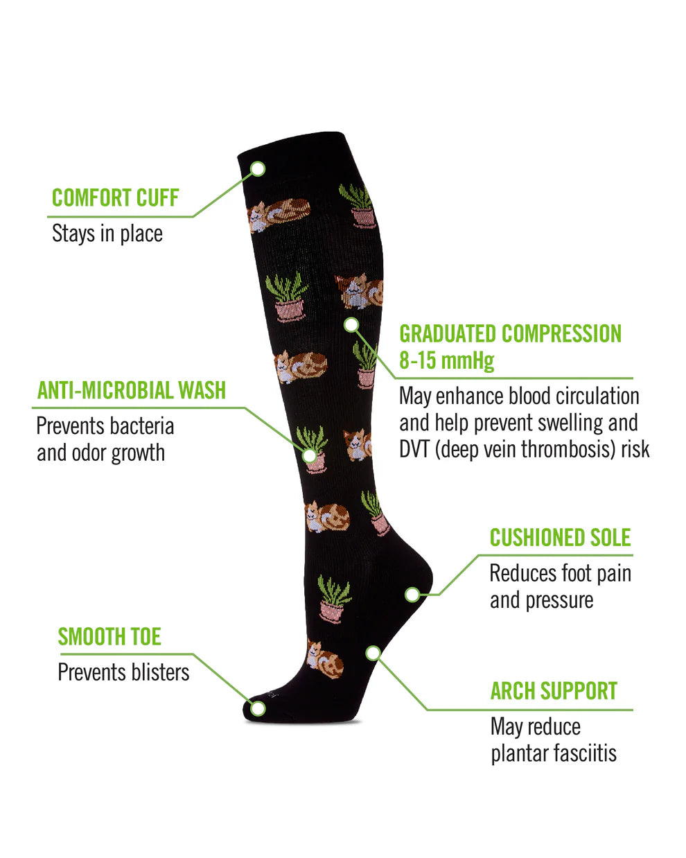 WOMEN'S CATNAP BAMBOO BLEND 8-15MMHG GRADUATED COMPRESSION SOCKS