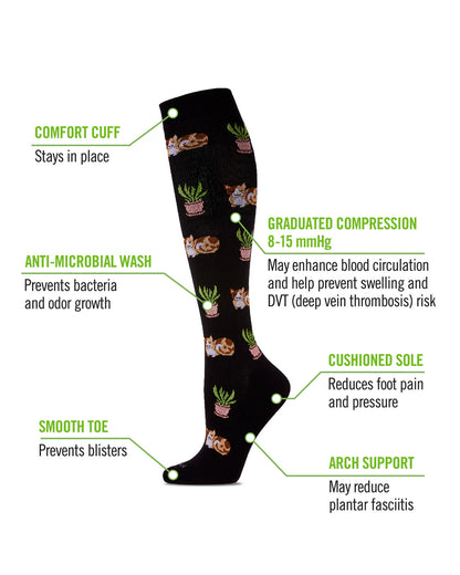 WOMEN'S CATNAP BAMBOO BLEND 8-15MMHG GRADUATED COMPRESSION SOCKS