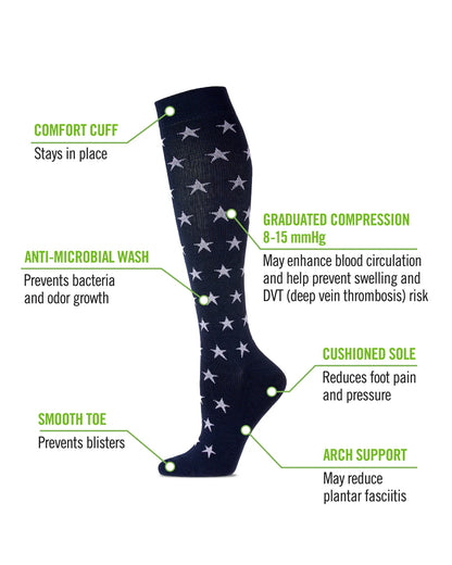 Women's Old Glory Bamboo Blend 8-15mmHg Graduated Compression Socks