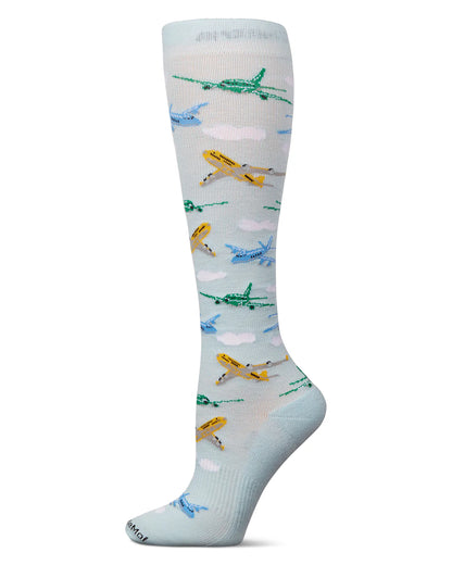 AIRPLANES 8-15 MMHG GRADUATED UNISEX BAMBOO COMPRESSION SOCKS