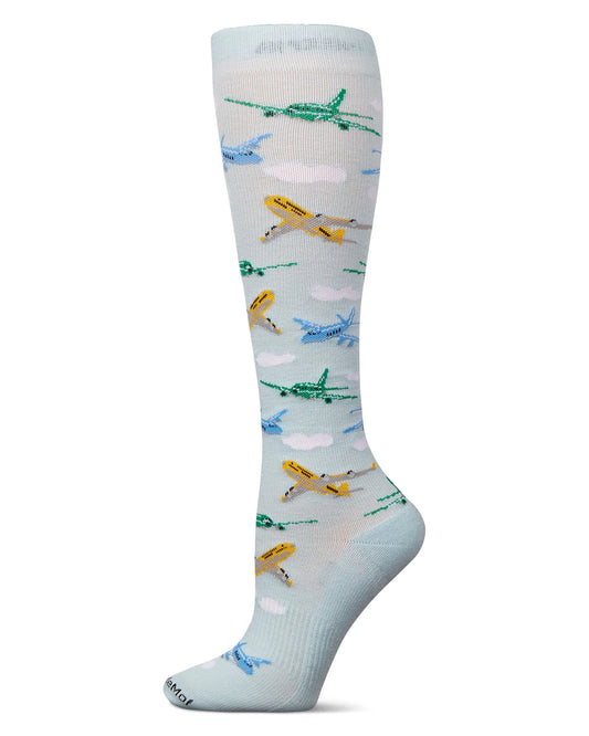 AIRPLANES 8-15 MMHG GRADUATED UNISEX BAMBOO COMPRESSION SOCKS