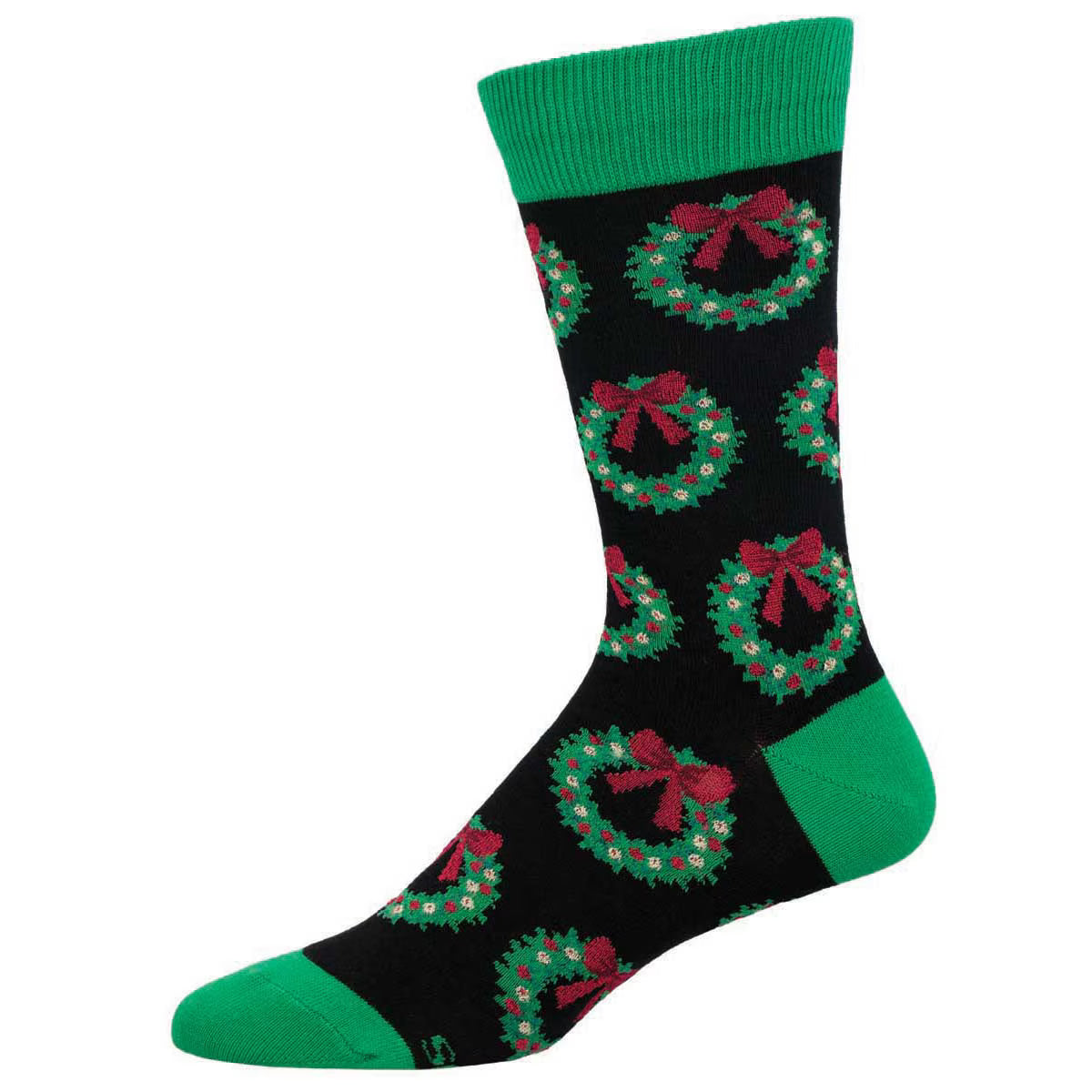 CHRISTMAS WREATH MEN'S COTTON CREW SOCKS