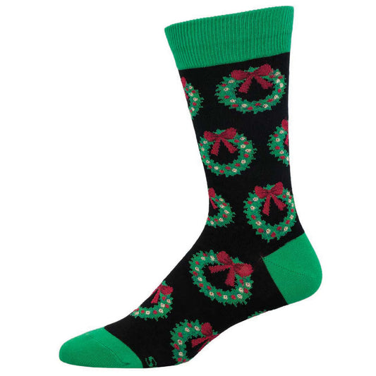 CHRISTMAS WREATH MEN'S COTTON CREW SOCKS
