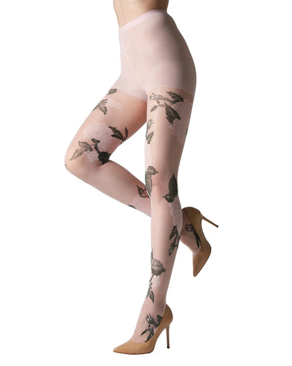 SHEER GARDEN ROSE FLORAL TIGHTS