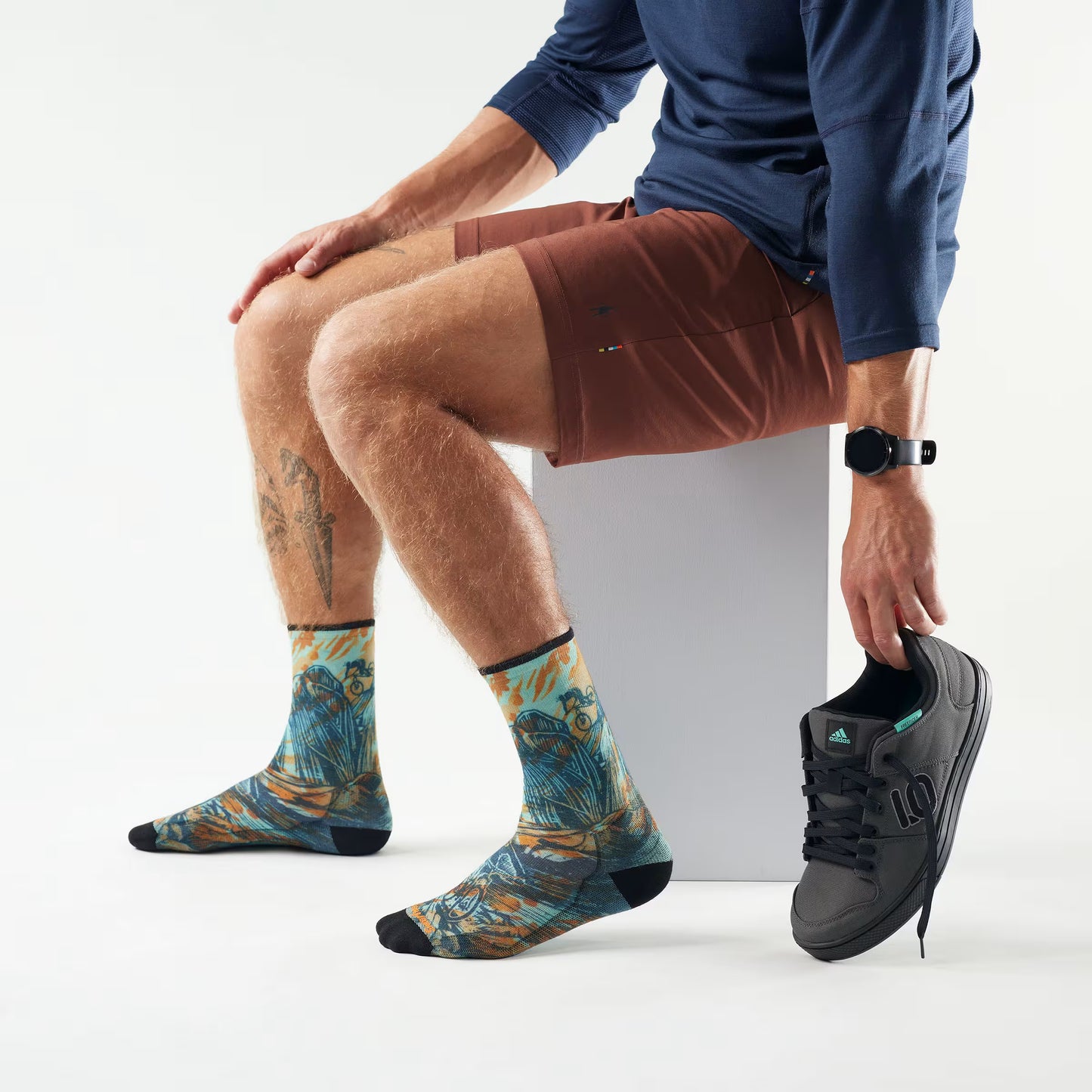 Bike Zero Cushion Rugged Ride Print Crew Socks