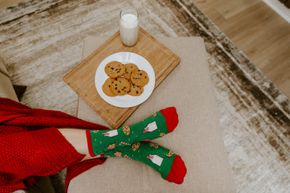 SANTA'S MILK AND COOKIES WOMEN'S COTTON CREW SOCKS
