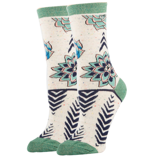Succulent Dreams Women's Cotton Crew Socks
