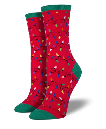 CHRISTMAS LIGHTS WOMEN'S COTTON CREW SOCKS