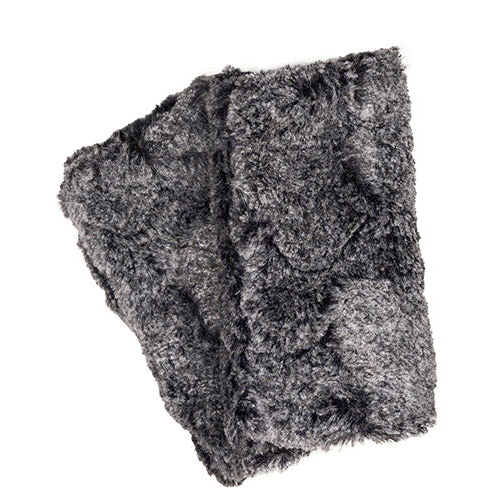 REVERSIBLE FINGERLESS GLOVES - CUDDLY FAUX FUR IN BLACK WITH NIMBUS