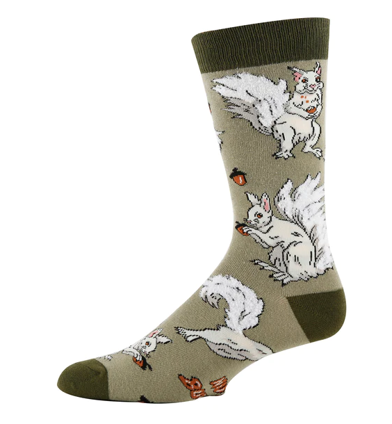 WHITE FOX SQUIRREL MEN'S CREW SOCKS