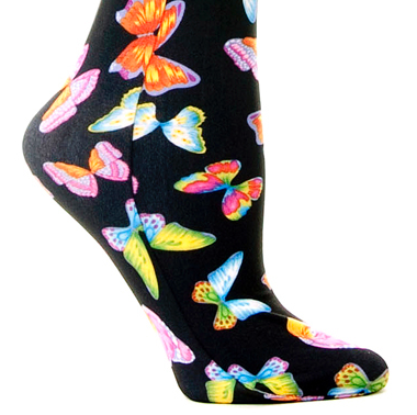 Black Butterflies Womens 8-15 mmHg Compression Sock