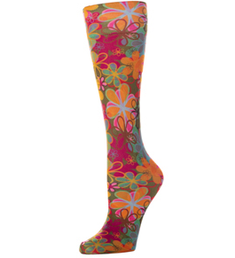 Bright Flower Power Womens 8-15 mmHg Compression Sock