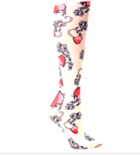Womens 8-15 mmHg Compression Sock-Biker Heart