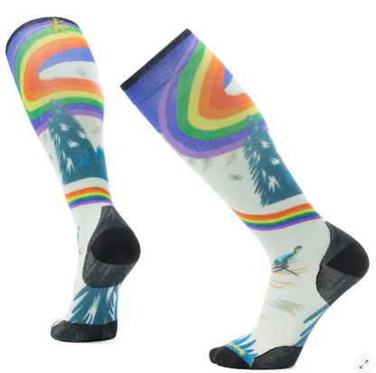 Ski Rainbow Trails Print Over The Calf Socks