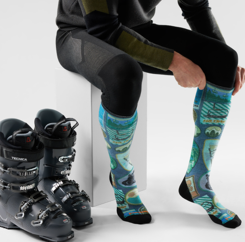 Ski Explorer Print Over The Calf Socks