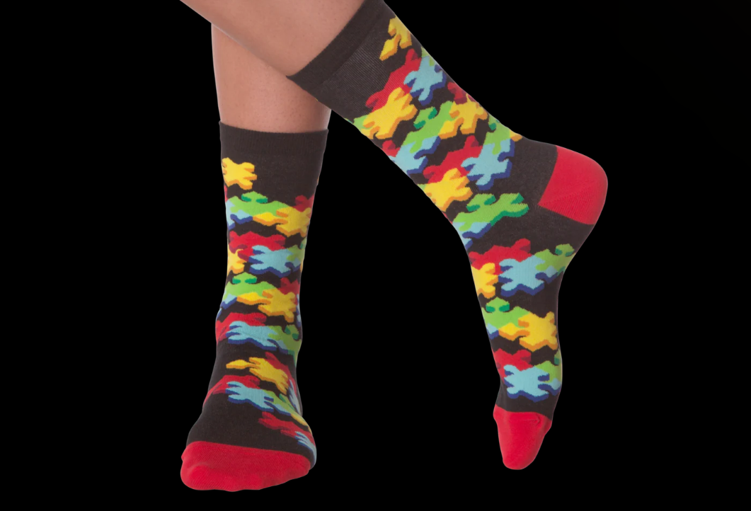 WOMEN'S 3D JIGSAW COTTON CREW SOCKS