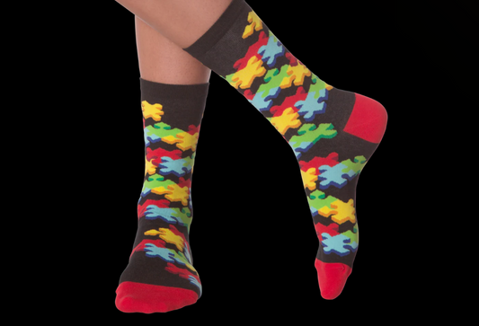 WOMEN'S 3D JIGSAW COTTON CREW SOCKS