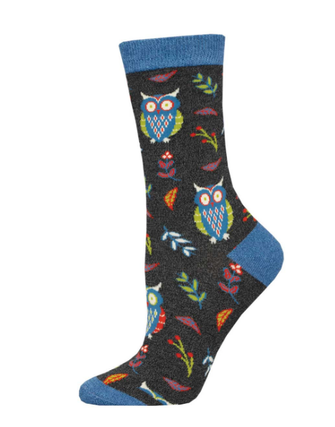 CUTE HOOT WOMEN'S CREW, BAMBOO