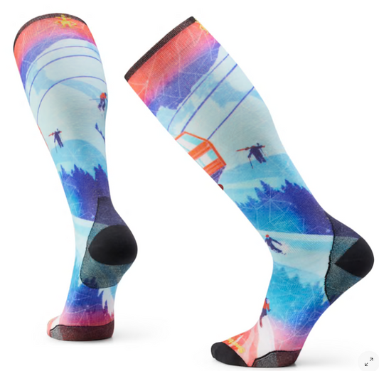 Ski Zero Cushion Ski Day Print Over the Calf Socks
