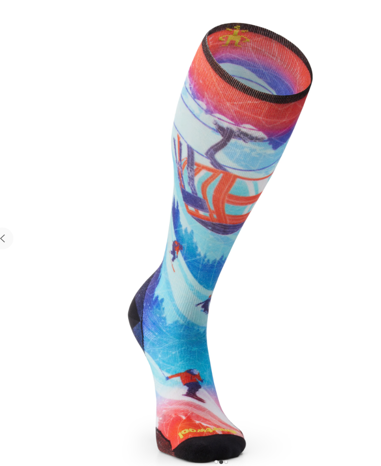 Ski Zero Cushion Ski Day Print Over the Calf Socks