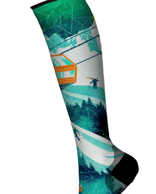 Ski Zero Cushion Ski Day Print Over the Calf Socks