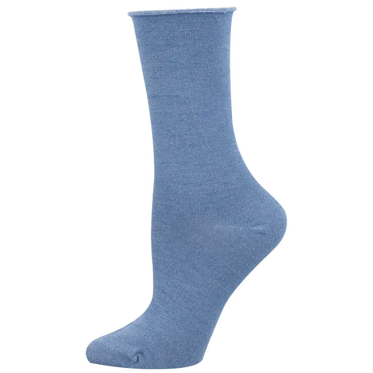 SOLID WOMEN'S BAMBOO ROLL TOP CREW SOCKS