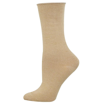 SOLID WOMEN'S BAMBOO ROLL TOP CREW SOCKS