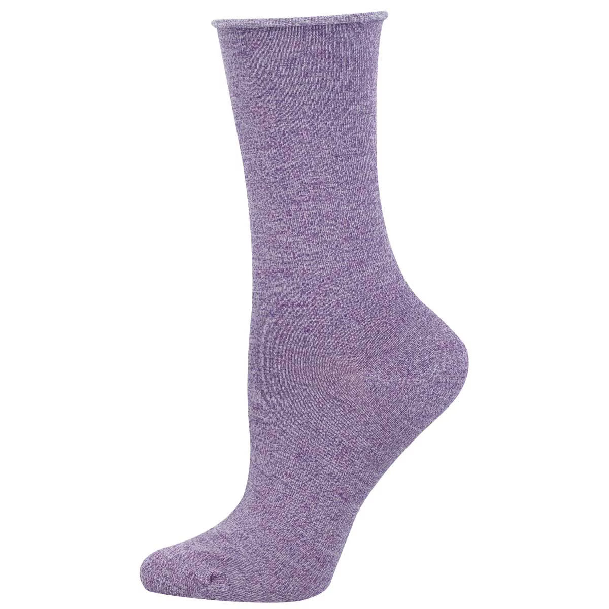 SOLID WOMEN'S BAMBOO ROLL TOP CREW SOCKS