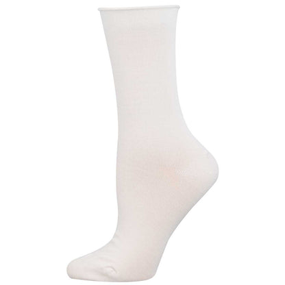 SOLID WOMEN'S BAMBOO ROLL TOP CREW SOCKS