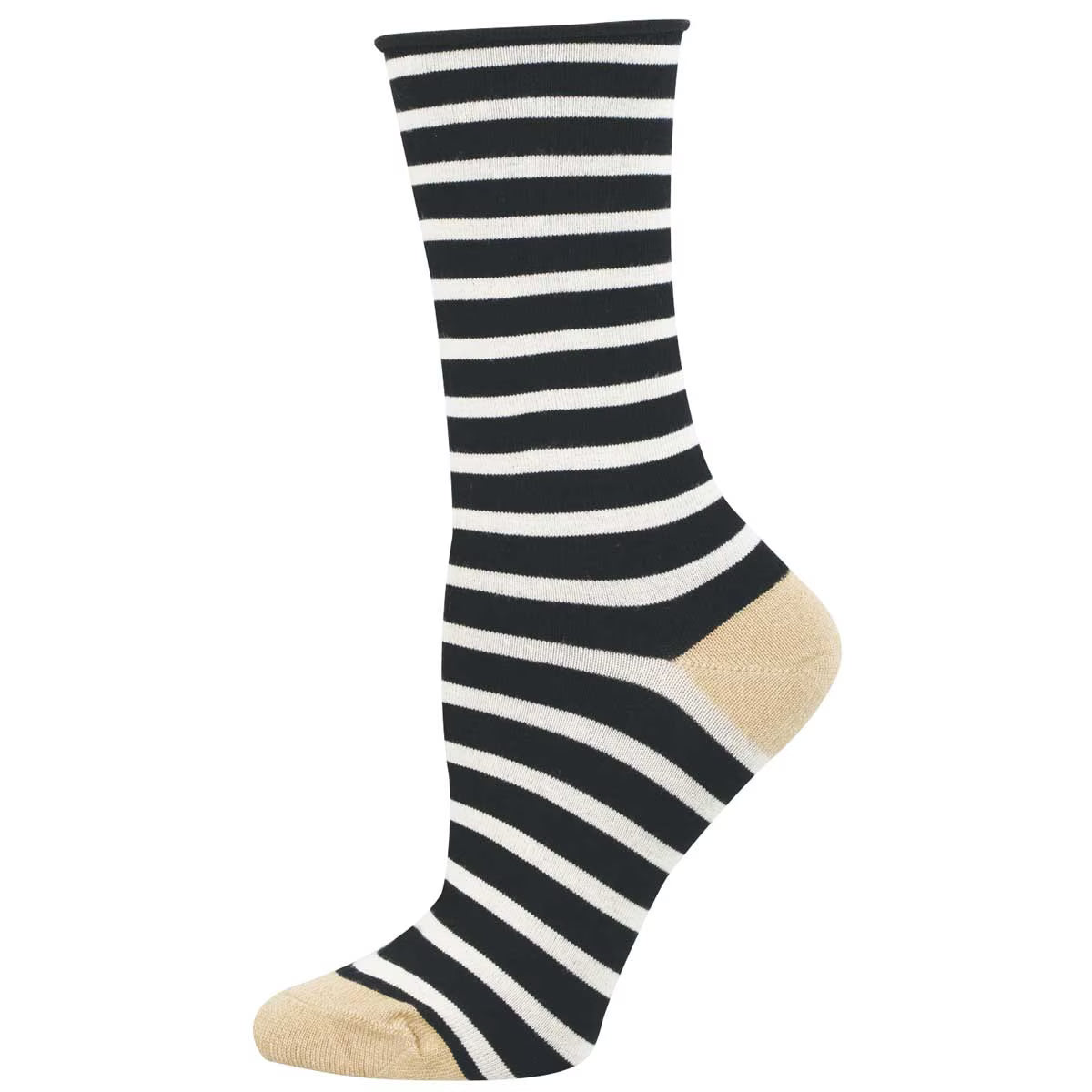 SAILOR STRIPE ROLL TOP WOMEN'S CREW SOCKS