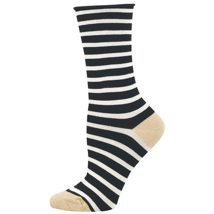 SAILOR STRIPE ROLL TOP WOMEN'S CREW SOCKS