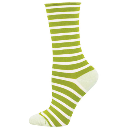 SAILOR STRIPE ROLL TOP WOMEN'S CREW SOCKS