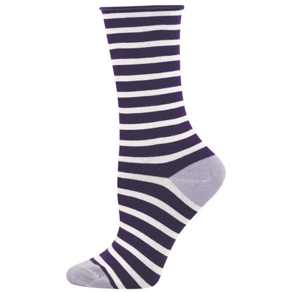 SAILOR STRIPE ROLL TOP WOMEN'S CREW SOCKS