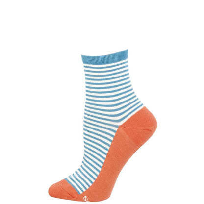 SAILOR W/ CONTRAST FOOTBED WOMEN'S COTTON MINI CREW SOCKS