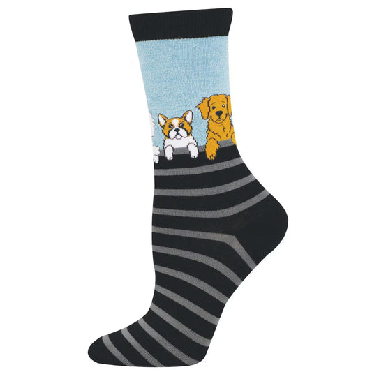 DOG GONE STRIPES WOMEN'S BAMBOO CREW SOCKS
