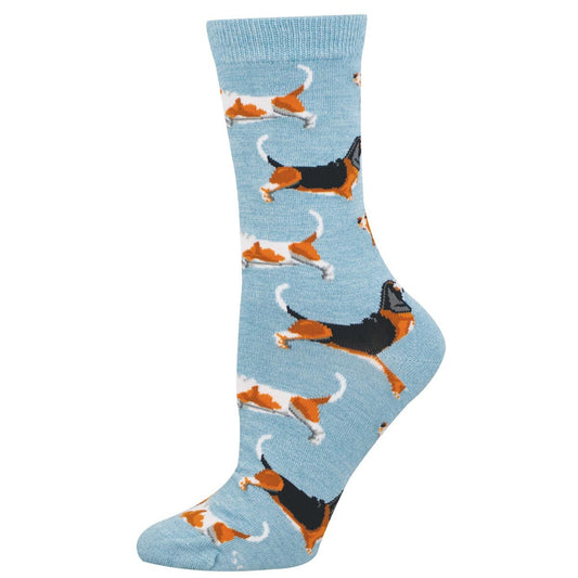 BASSET HOUNDS WOMEN'S BAMBOO CREW SOCKS