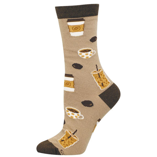 COFFEE, COFFEE, COFFEE WOMEN'S BAMBOO CREW SOCKS