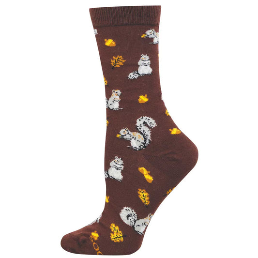 SQUIRRELS IN THE FOREST WOMEN'S BAMBOO CREW SOCKS