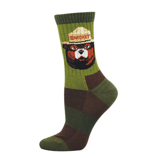 SMOKEY BEAR PORTRAIT MERINO WOOL WOMEN'S CREW SOCKS